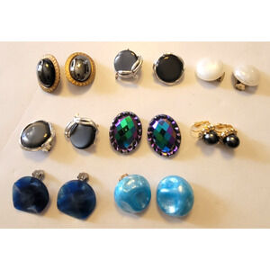 Lot of 8 Vtg Lisner + Earrings Gold & Silver Tone Rhinestone Clip-On Jewelry